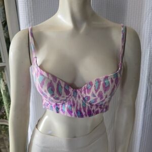 Betsey Johnson She's My Everything Underwire  Swimsuit Bikini Top S Purplr Pink